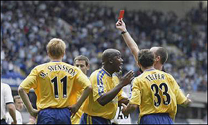 Southampton's Michael Svensson is appealing against the red card he received at Spiurs