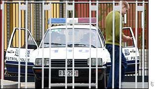 Police outside compound