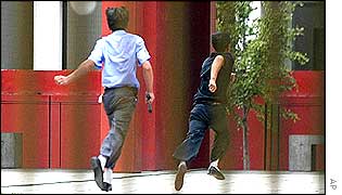 North Korean pursued by guard