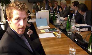 Baxter at his appeal hearing on Thursday