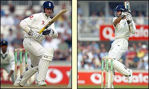 England openers Marcus Trescothick and Michael Vaughan go on the offensive
