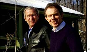 George Bush and Tony Blair at Camp David last year