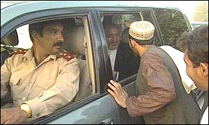 Hamid Karzai in his car seconds before the assassination attempt