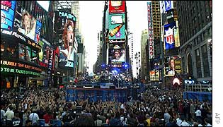 Bon Jovi performs in Times Square