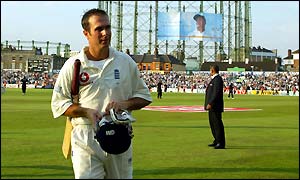 Vaughan leaves the field on 182 not out