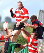 Caerphilly's Andrew Williams secured plenty of lineout possession against Llanelli