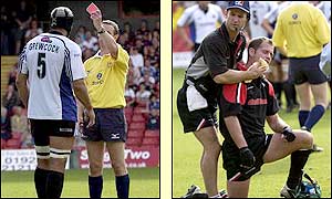 Grewcock sees red after dangerously rucking former housemate and current England team-mate Kyran Bracken 