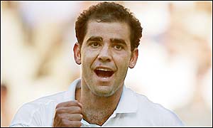 Agassi seems sluggish as Sampras takes the first set 6-3 