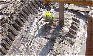 Archaeologist at ship site