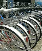 Row of bikes in Shanghai
