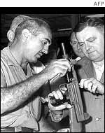 Uziel Gal (L) in his younger days