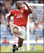 Ian Wright in action for Arsenal 