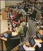 Welsh Assembly chamber in Cardiff Bay 