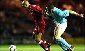 Middlesbrough striker Massimo Maccarone takes on Sunderland defender Stephen Wright