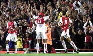Thierry Henry celebrates putting Arsenal back in front