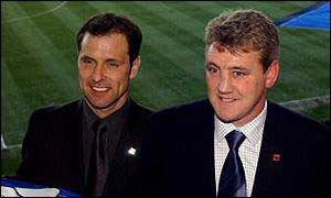Mark Bowen with Birmingham City manager Steve Bruce
