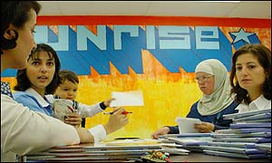 Parents and teachers at Sunrise school