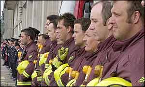Firefighters at London Fire Brigade HQ