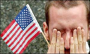 An emotional member of the public outside St Paul's Cathedral