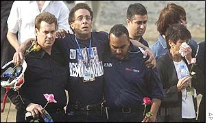 Mourners at the ceremony at Ground Zero
