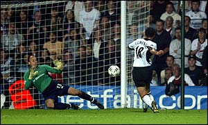 Sylvain Legwinski scores to give Fulham all three points against Spurs