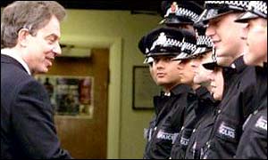 Tony Blair meeting police trainees