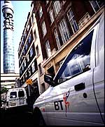 BT tower and van