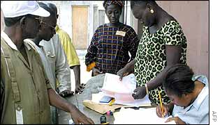 Voters being registered