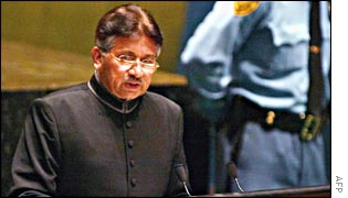 Musharraf speaking at the UN general assembly