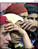 Muslim mourners during the funeral of slain Mushtaq Ahmad Lone 