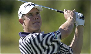 England's Lee Westwood in action at the third hole