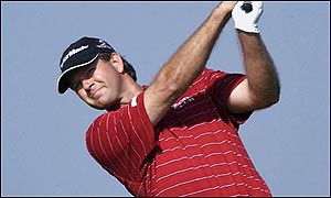 Retief Goosen lies in second place on the leaderboard