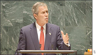 US President George Bush addresses UN