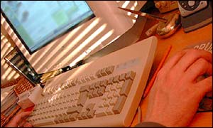 Computer screen, keyboard and mouse