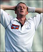 Steve Kirby suffers at Edgbaston