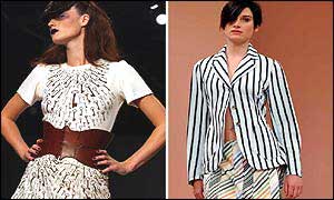 Models are wearing designs by Boyd's (left) and Paul Smith (right)