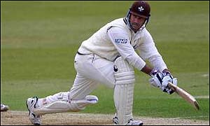 Thorpe deflects the ball behind square