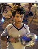 Argentine boy at a hunger protest
