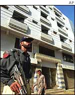 Guard at flats in Karachi