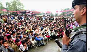 Soldier at poll rally