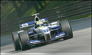 Ralf Schumacher uses hard tyres on the dry Italian track