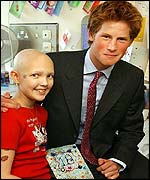Leukaemia patient Samantha Ledster gives Harry a card