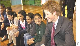 Harry with pupils at Osmani school