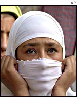 A Muslim woman at an election rally