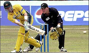 Bevan hits a four on his way to a score of 21