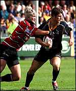 Jake Boer tackles Newcastle Falcons' Tom May 