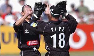 The Royals celebrate a wicket