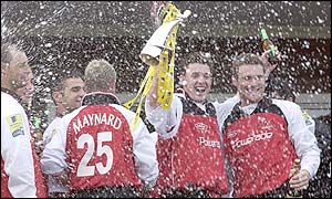 Glamorgan celebrate their great victory over Kent 