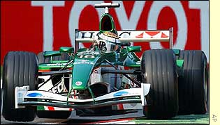 Jaguar's Eddie Irvine finished an unexpected third in Sunday's Italian Grand Prix at Monza