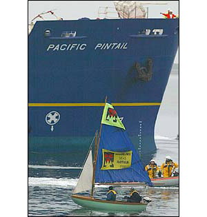 Flotilla of protesters